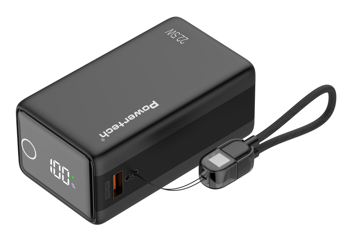 POWERTECH power bank PT-1642 με οθόνη & καλώδιο, 20000mah, 22.5W, μαύρο (PT-1642) POWERTECH power bank PT-1642 με οθόνη & καλώδιο, 20000mah, 22.5W, μαύρο (PT-1642)