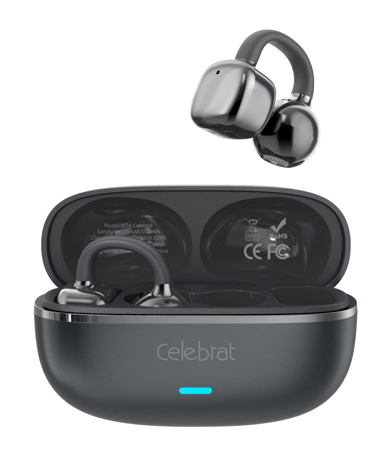 CELEBRAT earphones με θήκη φόρτισης W74, OWS, 10mm, 25/250mAh, μαύρα (W74-BK) CELEBRAT earphones με θήκη φόρτισης W74, OWS, 10mm, 25/250mAh, μαύρα (W74-BK)